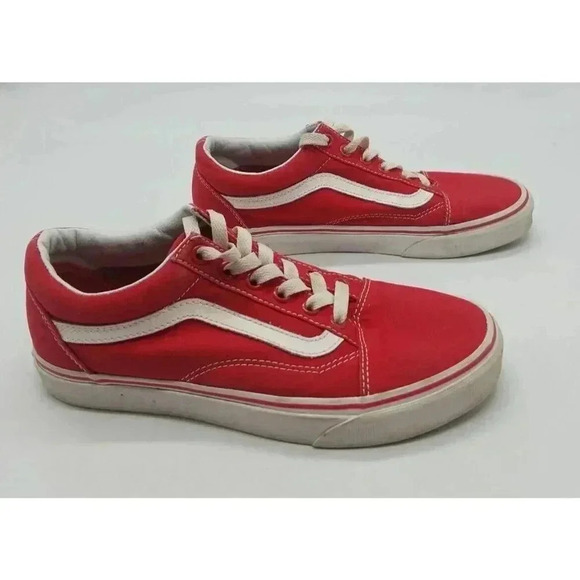 Vans Old Skool Red White Lace Up Low Top Skate Sneakers Men's 6.5 Women’s 7.5 - Picture 2 of 8